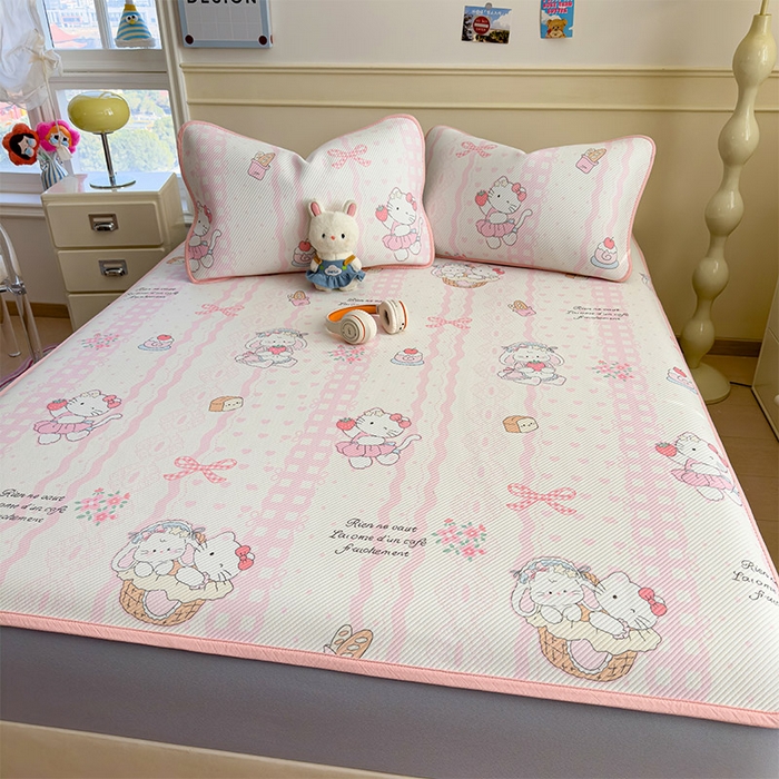 91家纺网 家纺一手货源 找家纺 几禾 2026新款卡通印花凉感凉豆豆凉席系列 摇篮梦--床笠款