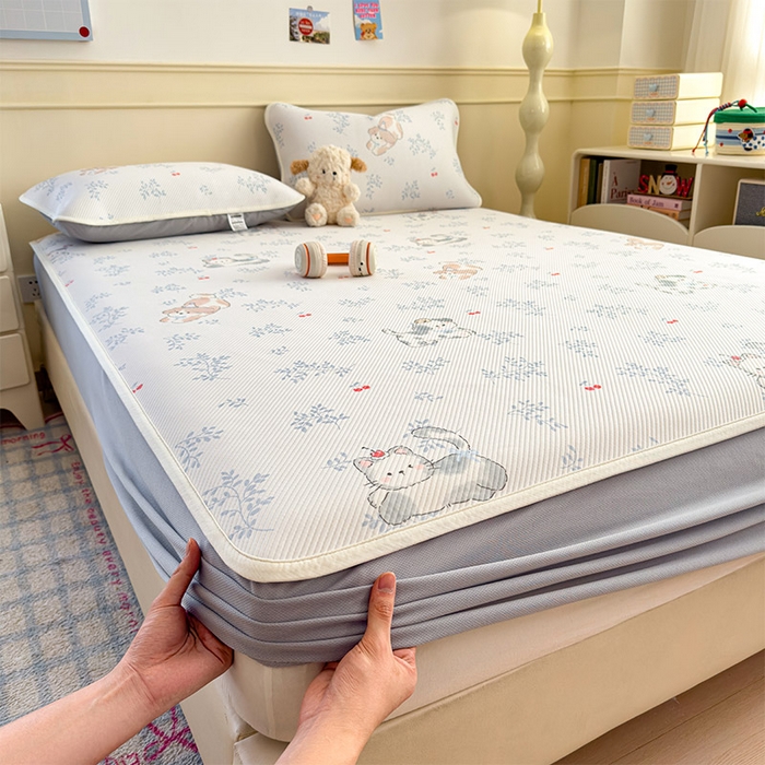 几禾 2026新款卡通印花凉感凉豆豆凉席系列 樱桃泡泡狗--床笠款