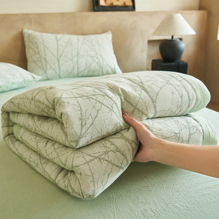 91家纺网 家纺一手货源 找家纺 （总）晨曦家纺 2026春夏新款全棉纯棉水洗棉三层提花大豆夏被夏凉被空调被大豆夏被四件套