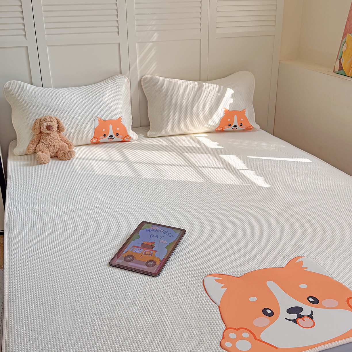 91家纺网 家纺一手货源 找家纺 （总）Sweet dreams甜梦 2026新款A类锦氨异性贴布高端豆豆凉席-场景2