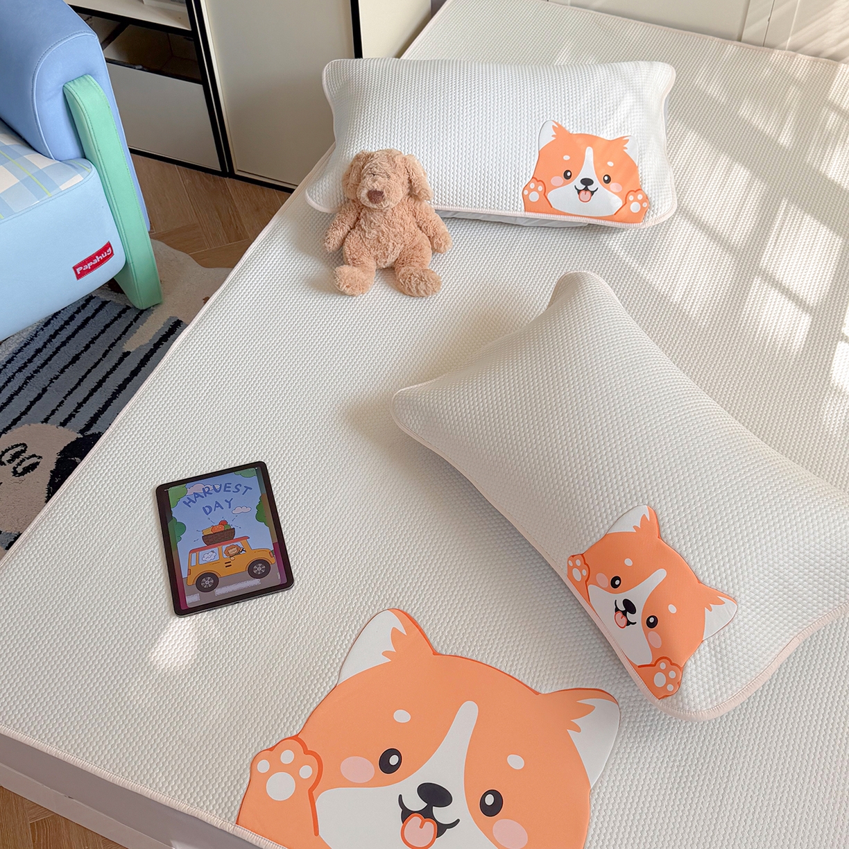 91家纺网 家纺一手货源 找家纺 （总）Sweet dreams甜梦 2026新款A类锦氨异性贴布高端豆豆凉席-场景2