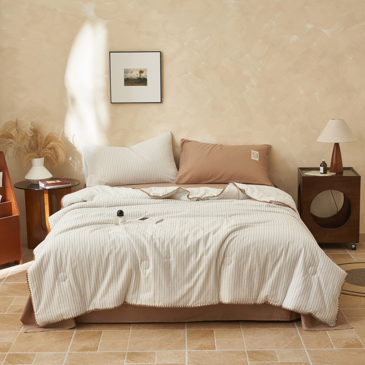 91家纺网 家纺一手货源 找家纺 （总）晨曦家纺 2026新款INS博主风A类全棉色织水洗棉格子夏凉被棉花被夏被空调被四件套