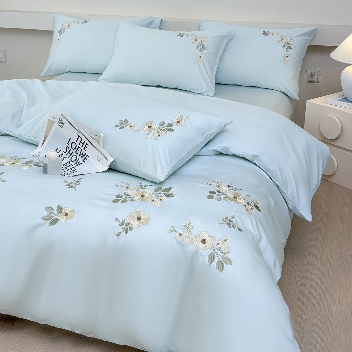 91家纺网 家纺一手货源 找家纺 （总）合欢（原天一阁） 2026春夏新款50s双股长绒棉100支刺绣全棉纯棉四件套礼盒装