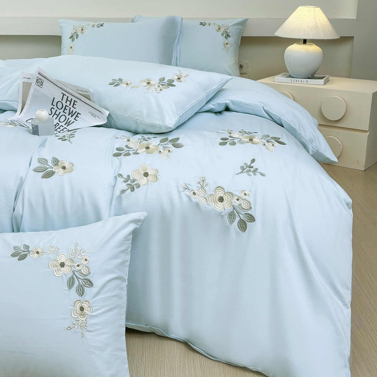 91家纺网 家纺一手货源 找家纺 （总）合欢（原天一阁） 2026春夏新款50s双股长绒棉100支刺绣全棉纯棉四件套礼盒装