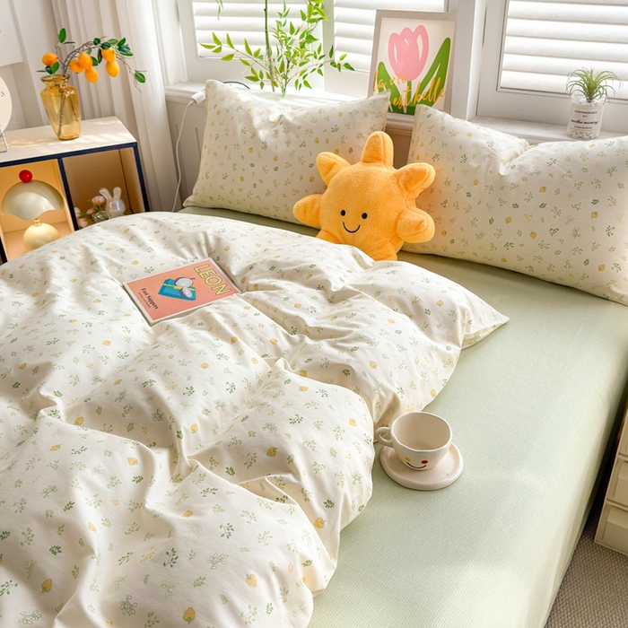 91家纺网 家纺一手货源 找家纺 黛妮雅 2026新款全棉印花床单款四件套（送买家秀）甜梅叶语