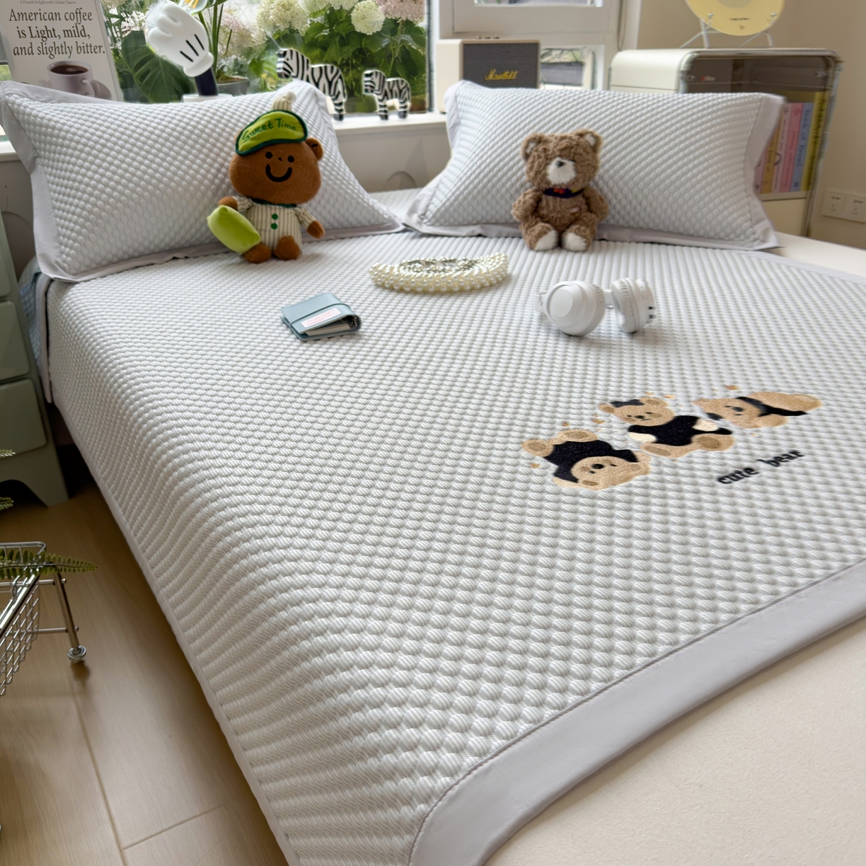 91家纺网 家纺一手货源 找家纺 （总）孩子王家纺 2026新款A类卡通3D冰豆豆凉席三件套凉感值过0.21夏天刺绣冰丝席可机洗儿童