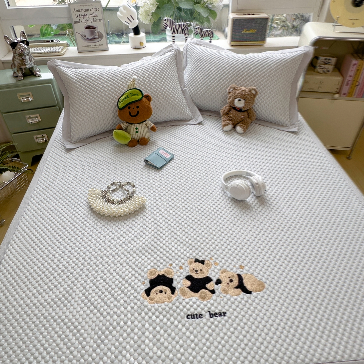 91家纺网 家纺一手货源 找家纺 （总）孩子王家纺 2026新款A类卡通3D冰豆豆凉席三件套凉感值过0.21夏天刺绣冰丝席可机洗儿童