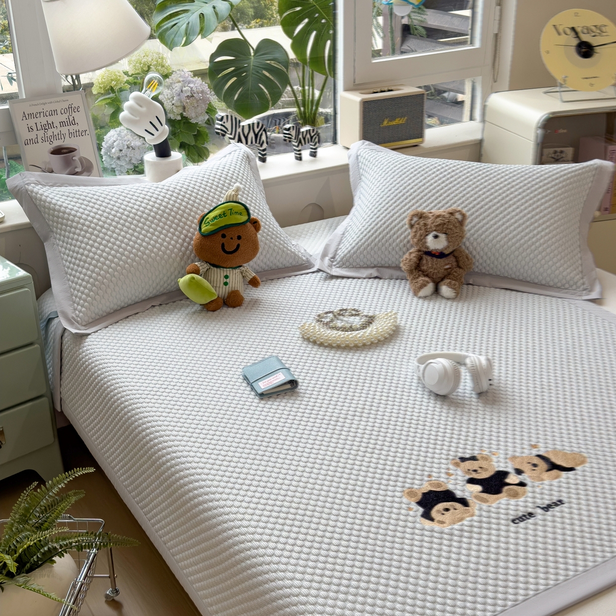 91家纺网 家纺一手货源 找家纺 （总）孩子王家纺 2026新款A类卡通3D冰豆豆凉席三件套凉感值过0.21夏天刺绣冰丝席可机洗儿童