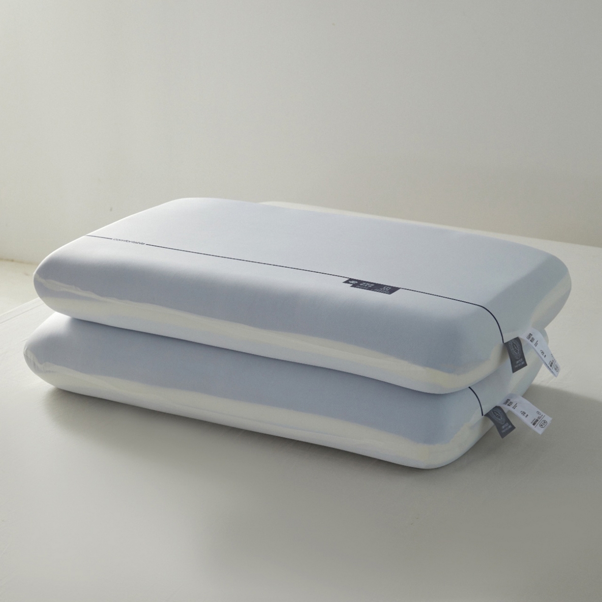 91家纺网 家纺一手货源 找家纺 （总）全美家居 2026新款酒店同款深睡零压慢回弹记忆枕蓝白双芯3芯3层枕头枕芯