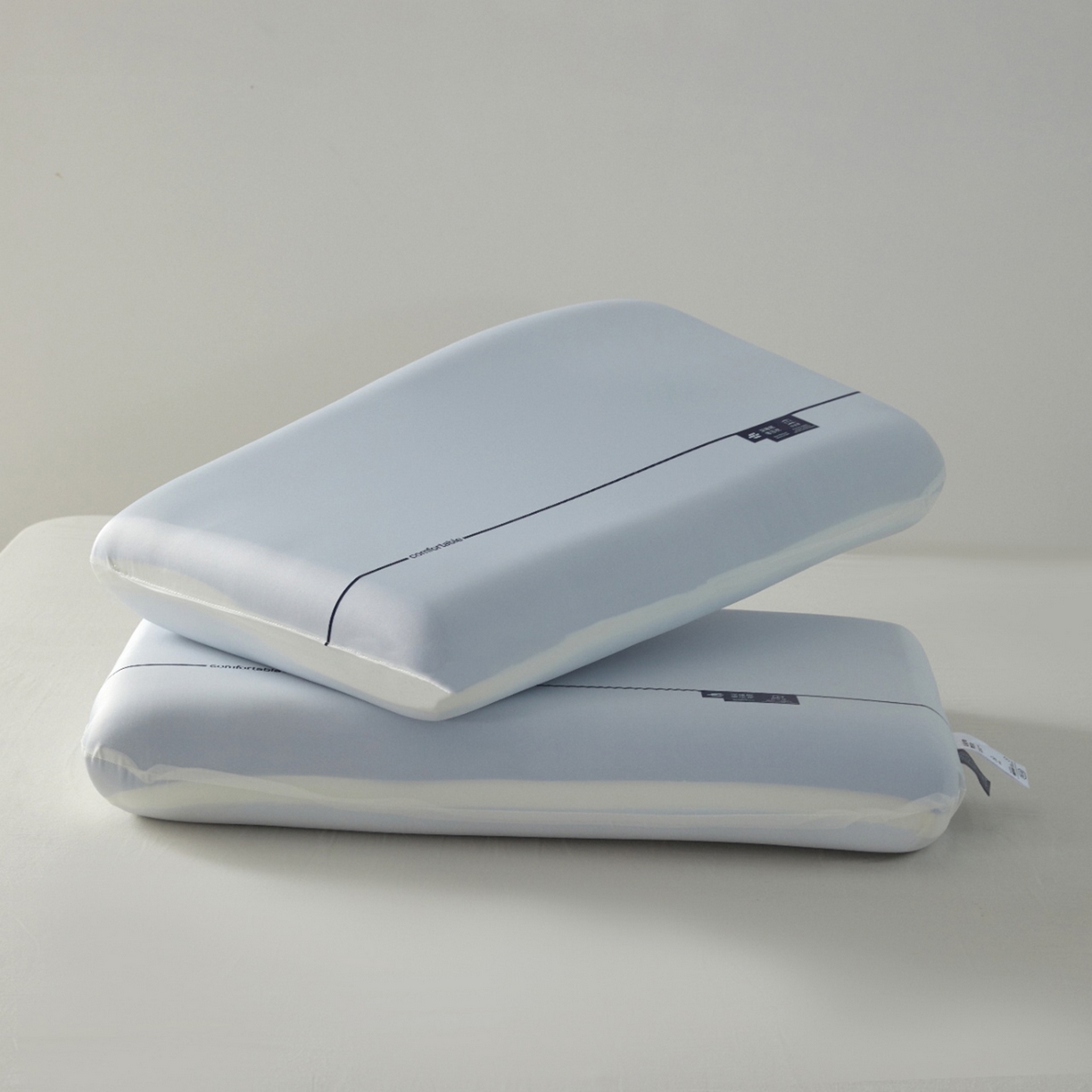 91家纺网 家纺一手货源 找家纺 （总）全美家居 2026新款酒店同款深睡零压慢回弹记忆枕蓝白双芯3芯3层枕头枕芯