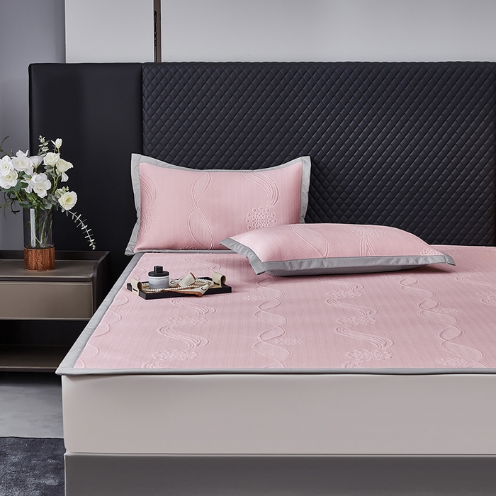 91家纺网 家纺一手货源 找家纺 （总）库里梦家纺 2026新款轻奢高克重复合PE高分子凉席床笠三件套-芳菲