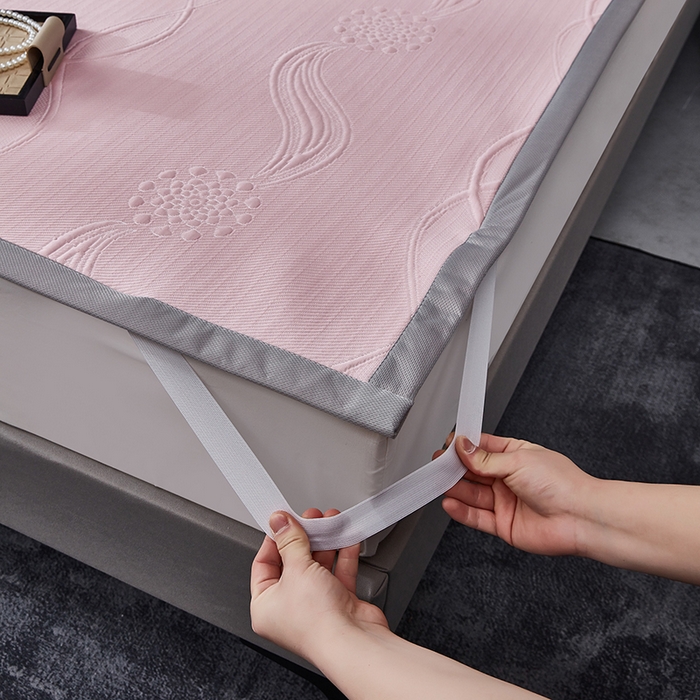 91家纺网 家纺一手货源 找家纺 （总）库里梦家纺 2026新款轻奢高克重复合PE高分子凉席床笠三件套-芳菲