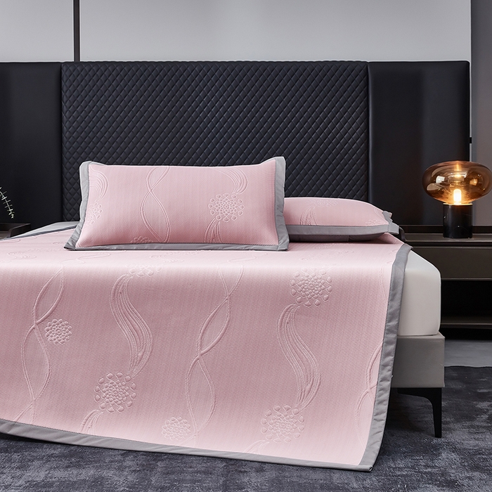 91家纺网 家纺一手货源 找家纺 （总）库里梦家纺 2026新款轻奢高克重复合PE高分子凉席床笠三件套-芳菲