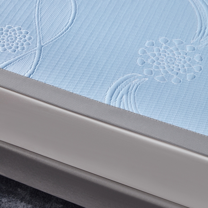 91家纺网 家纺一手货源 找家纺 库里梦家纺 2026新款轻奢高克重复合PE高分子凉席床笠三件套-芳菲 芳菲-蓝色床席款