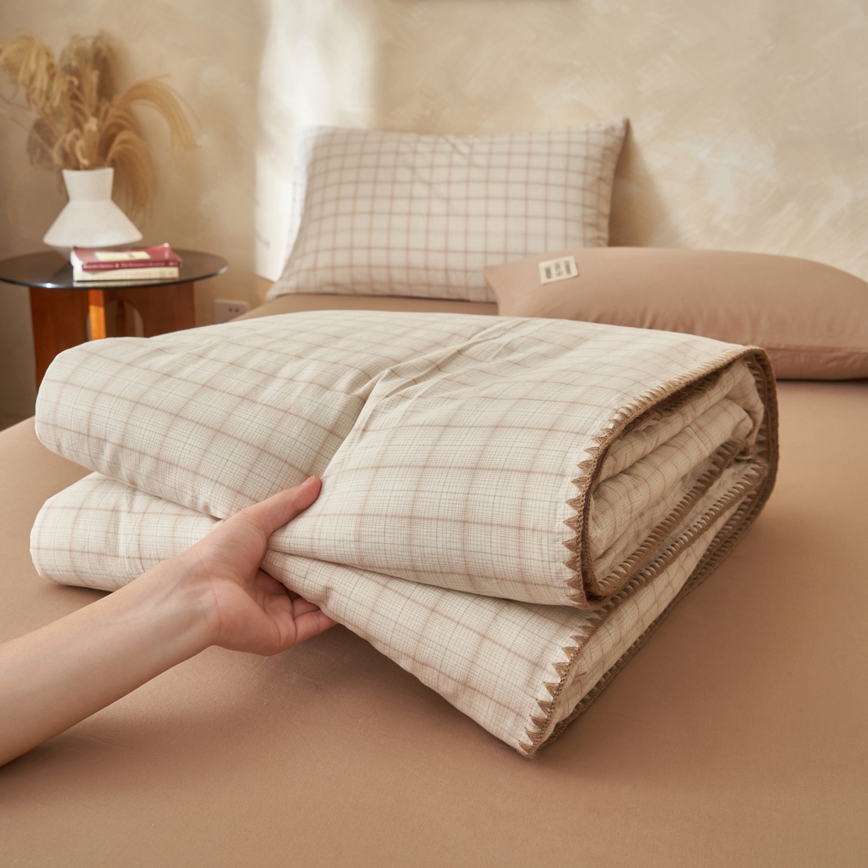 91家纺网 家纺一手货源 找家纺 （总）晨曦家纺 2026新款INS博主风A类全棉色织水洗棉格子夏凉被棉花被夏被空调被四件套