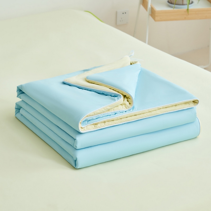 晨曦家纺 2026新款凉感丝清凉大豆夏被夏凉被空调被凉席四件套-熊猫冻冻被 冻冻被-天蓝拼奶黄