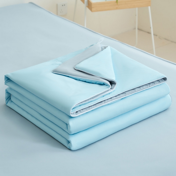 晨曦家纺 2026新款凉感丝清凉大豆夏被夏凉被空调被凉席四件套-熊猫冻冻被 冻冻被-雾蓝灰