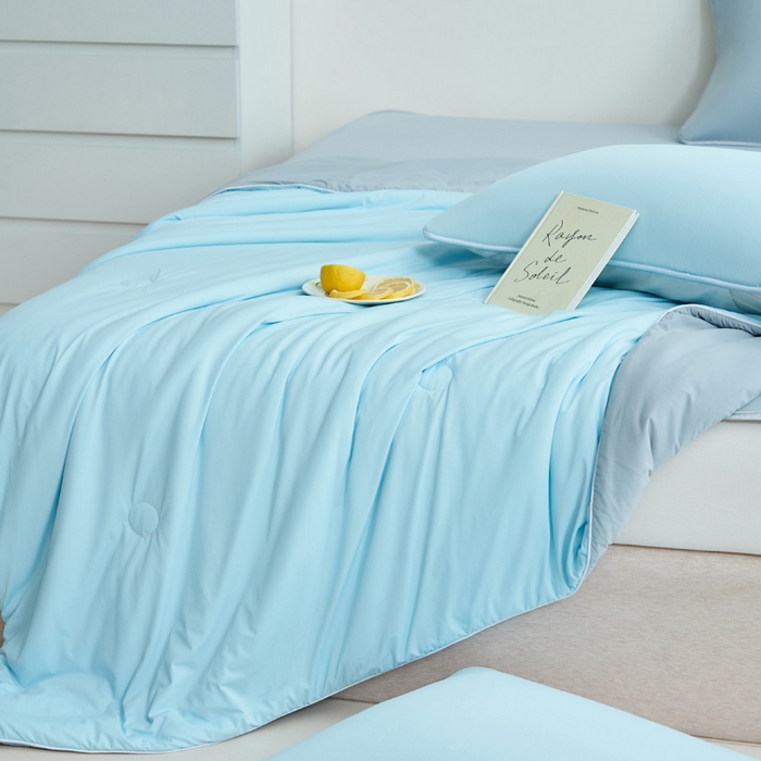 91家纺网 家纺一手货源 找家纺 晨曦家纺 2026新款凉感丝清凉大豆夏被夏凉被空调被凉席四件套-熊猫冻冻被 冻冻被-雾蓝灰