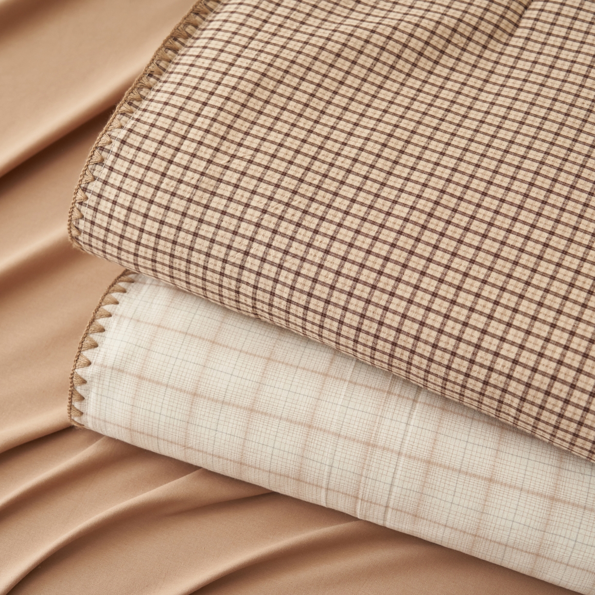 91家纺网 家纺一手货源 找家纺 晨曦家纺 2026新款INS博主风A类全棉色织水洗棉格子夏凉被棉花被夏被空调被四件套 组合图仅供展示不可下单