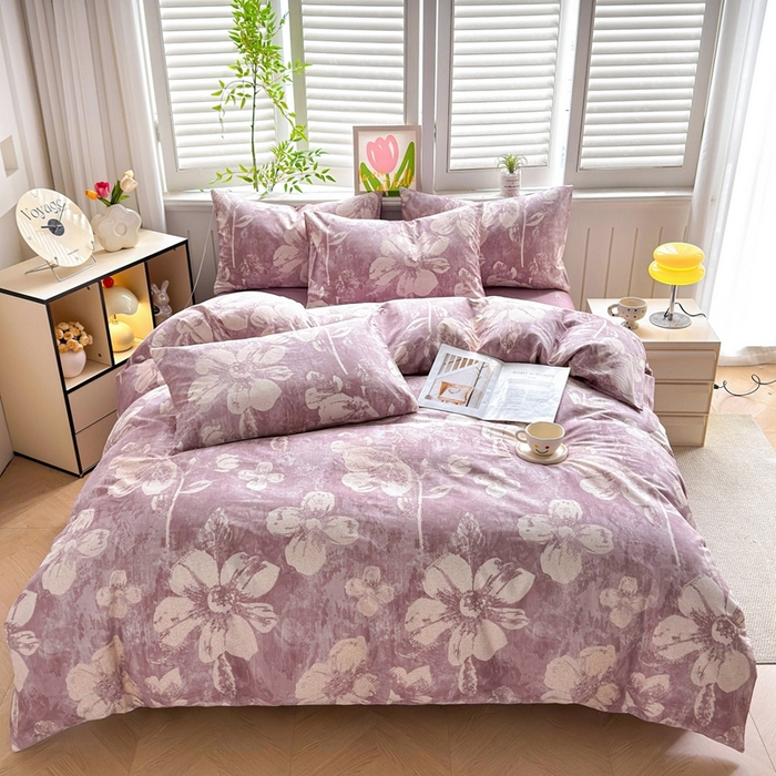 91家纺网 家纺一手货源 找家纺 黛妮雅 2026新款全棉印花床单款四件套（送买家秀）柔雾花语