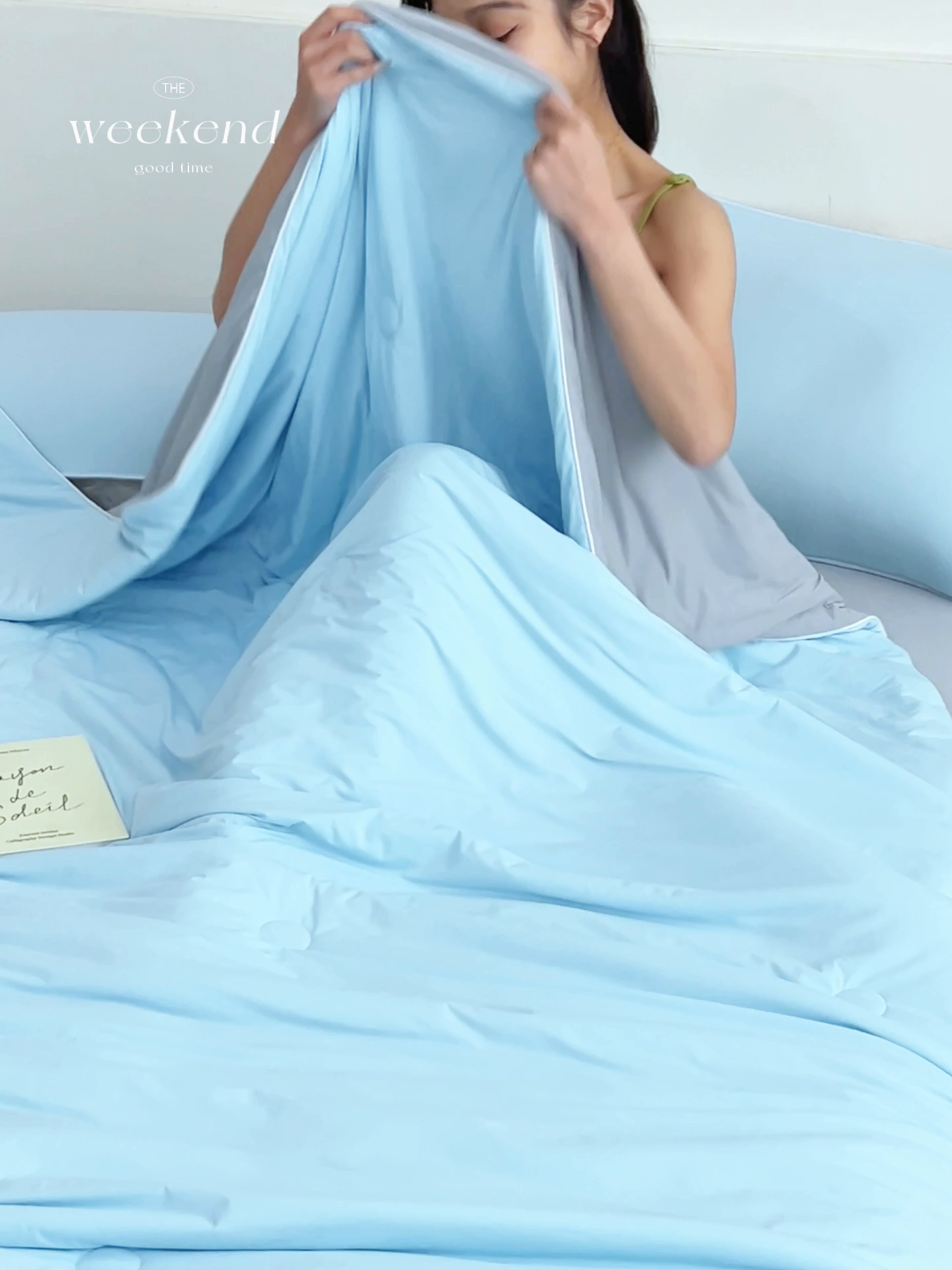 91家纺网 家纺一手货源 找家纺 晨曦家纺 2026新款凉感丝清凉大豆夏被夏凉被空调被凉席四件套-熊猫冻冻被 冻冻被-雾蓝灰