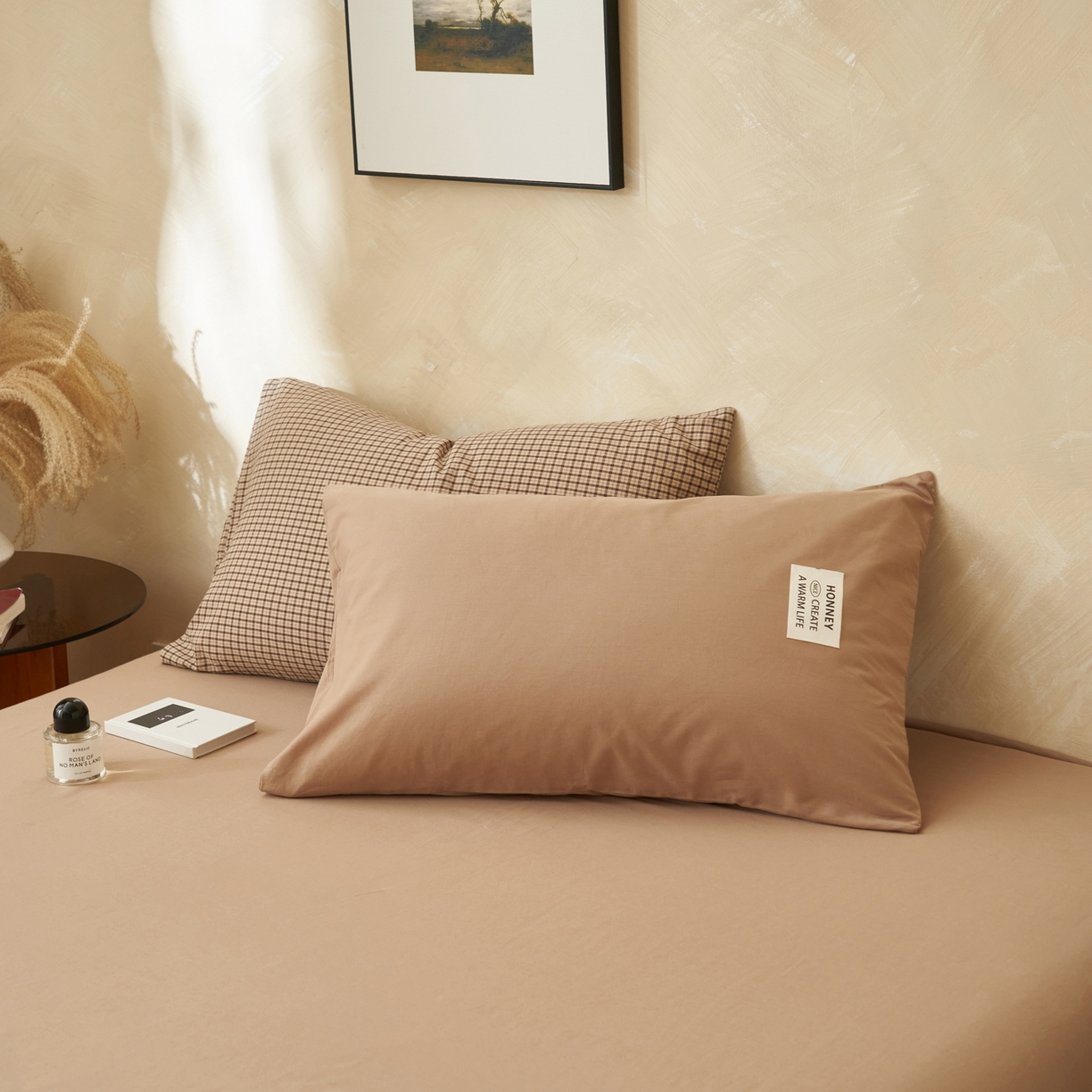 91家纺网 家纺一手货源 找家纺 晨曦家纺 2026新款INS博主风A类全棉色织水洗棉格子夏凉被棉花被夏被空调被四件套 向往-咖格