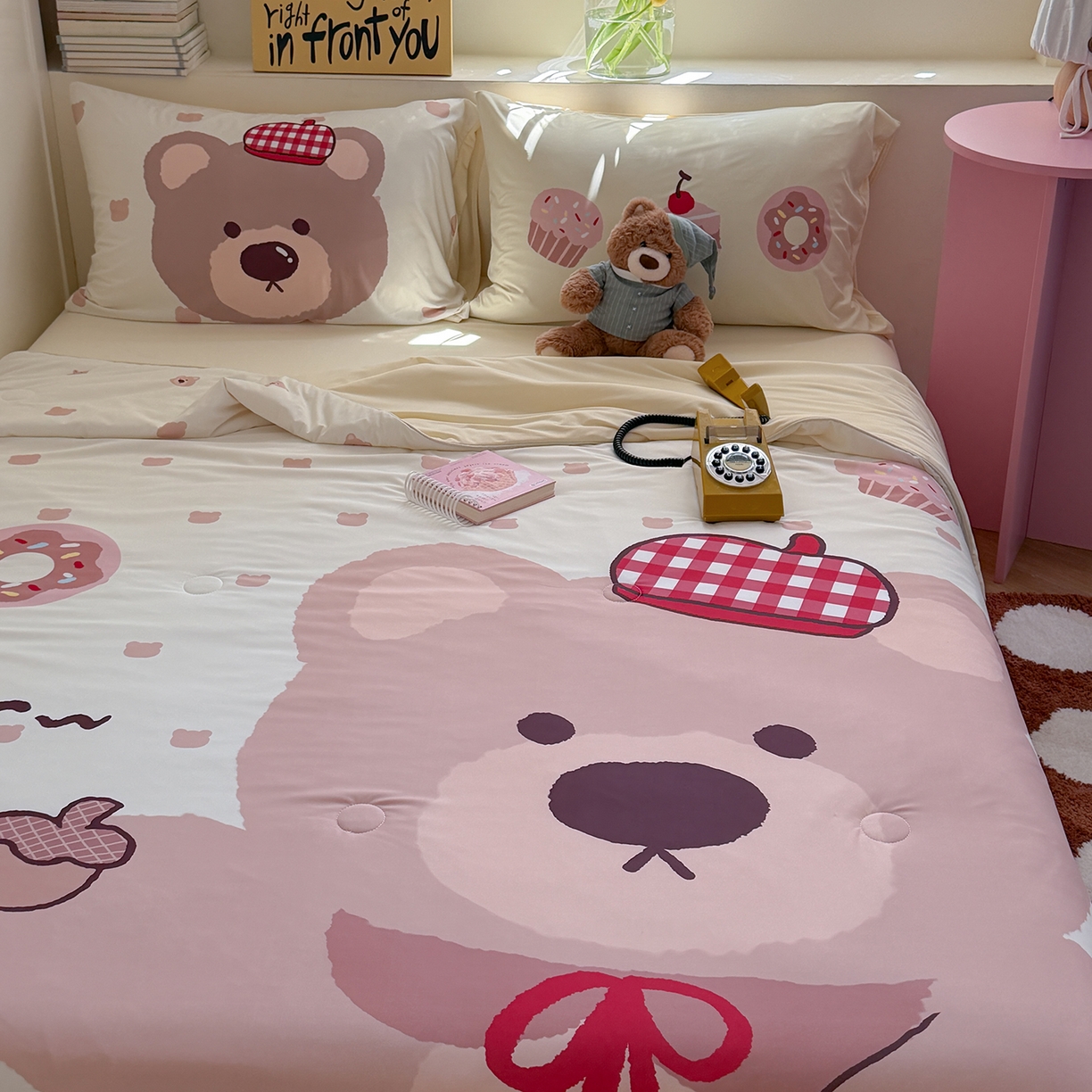 91家纺网 家纺一手货源 找家纺 TT.one 塔塔家居 2026新款A类凉感大版数码印花夏被夏凉被空调被四件套 栗子小熊