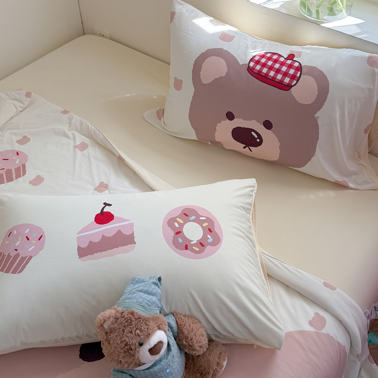 91家纺网 家纺一手货源 找家纺 TT.one 塔塔家居 2026新款A类凉感大版数码印花夏被夏凉被空调被四件套 栗子小熊