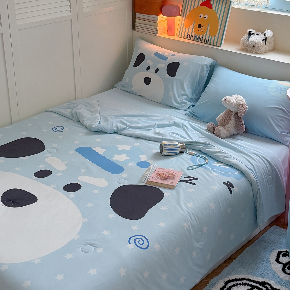 91家纺网 家纺一手货源 找家纺 TT.one 塔塔家居 2026新款A类凉感大版数码印花夏被夏凉被空调被四件套 卷卷狗