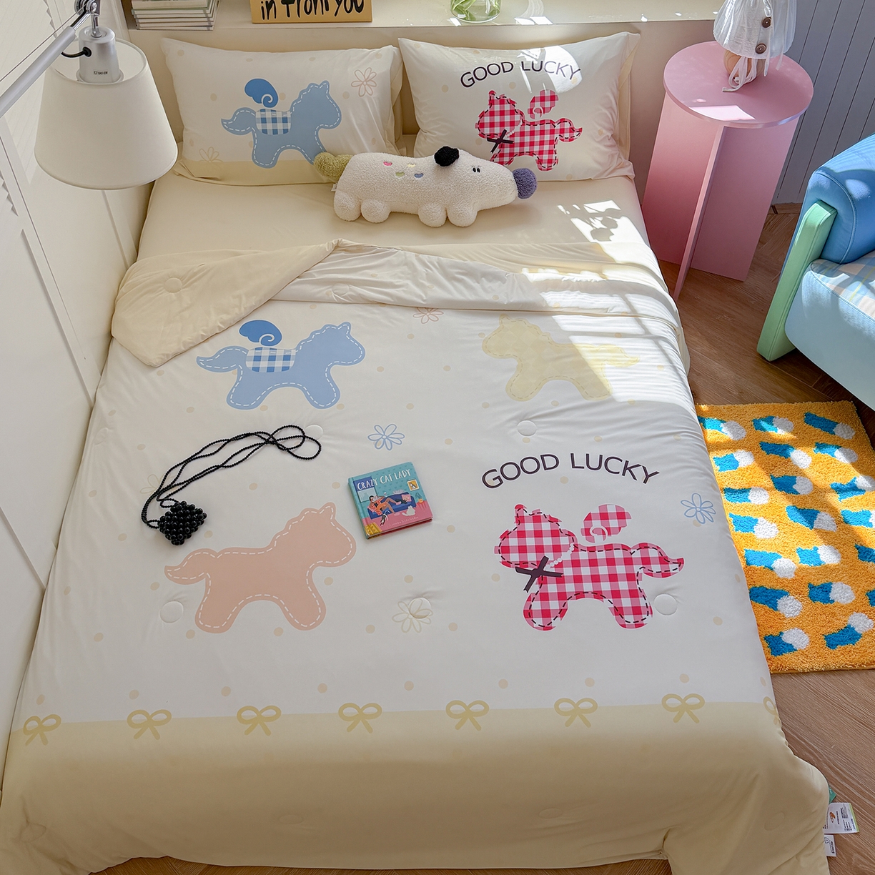 91家纺网 家纺一手货源 找家纺 TT.one 塔塔家居 2026新款A类凉感大版数码印花夏被夏凉被空调被四件套 马上幸运