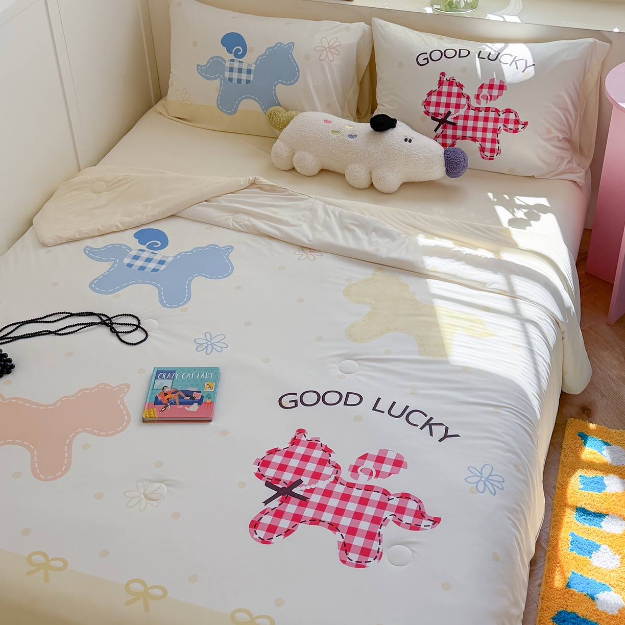 91家纺网 家纺一手货源 找家纺 TT.one 塔塔家居 2026新款A类凉感大版数码印花夏被夏凉被空调被四件套 马上幸运