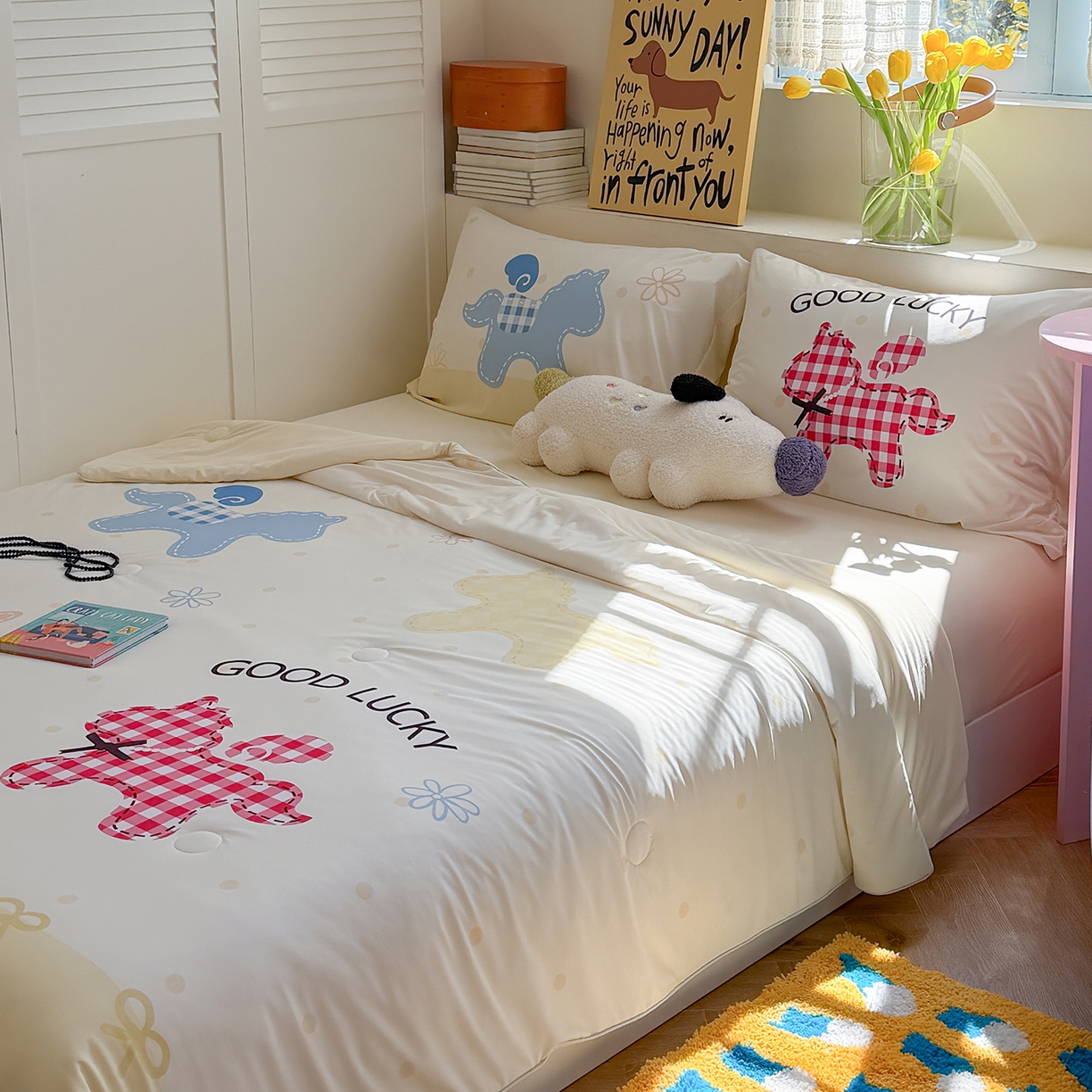 91家纺网 家纺一手货源 找家纺 TT.one 塔塔家居 2026新款A类凉感大版数码印花夏被夏凉被空调被四件套 马上幸运