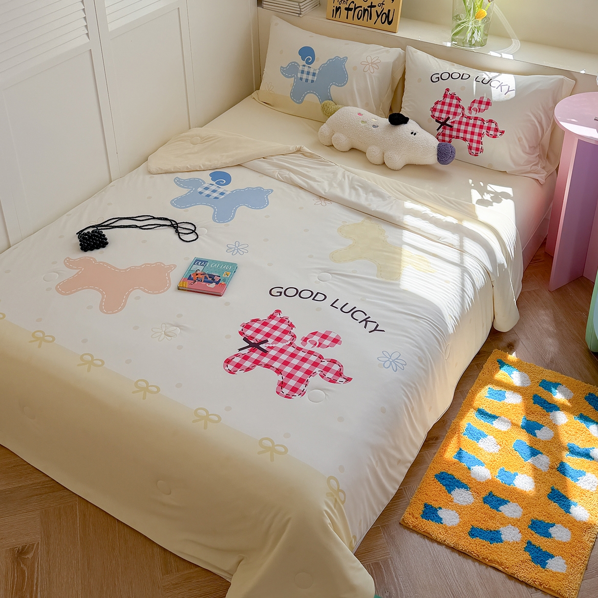 91家纺网 家纺一手货源 找家纺 TT.one 塔塔家居 2026新款A类凉感大版数码印花夏被夏凉被空调被四件套 马上幸运