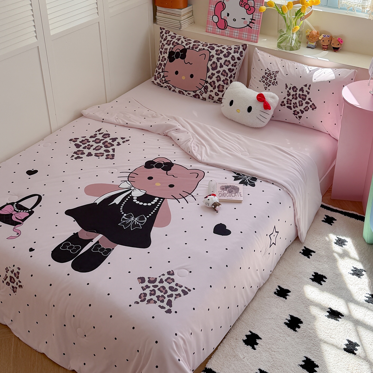 91家纺网 家纺一手货源 找家纺 TT.one 塔塔家居 2026新款A类凉感大版数码印花夏被夏凉被空调被四件套 珍珠猫