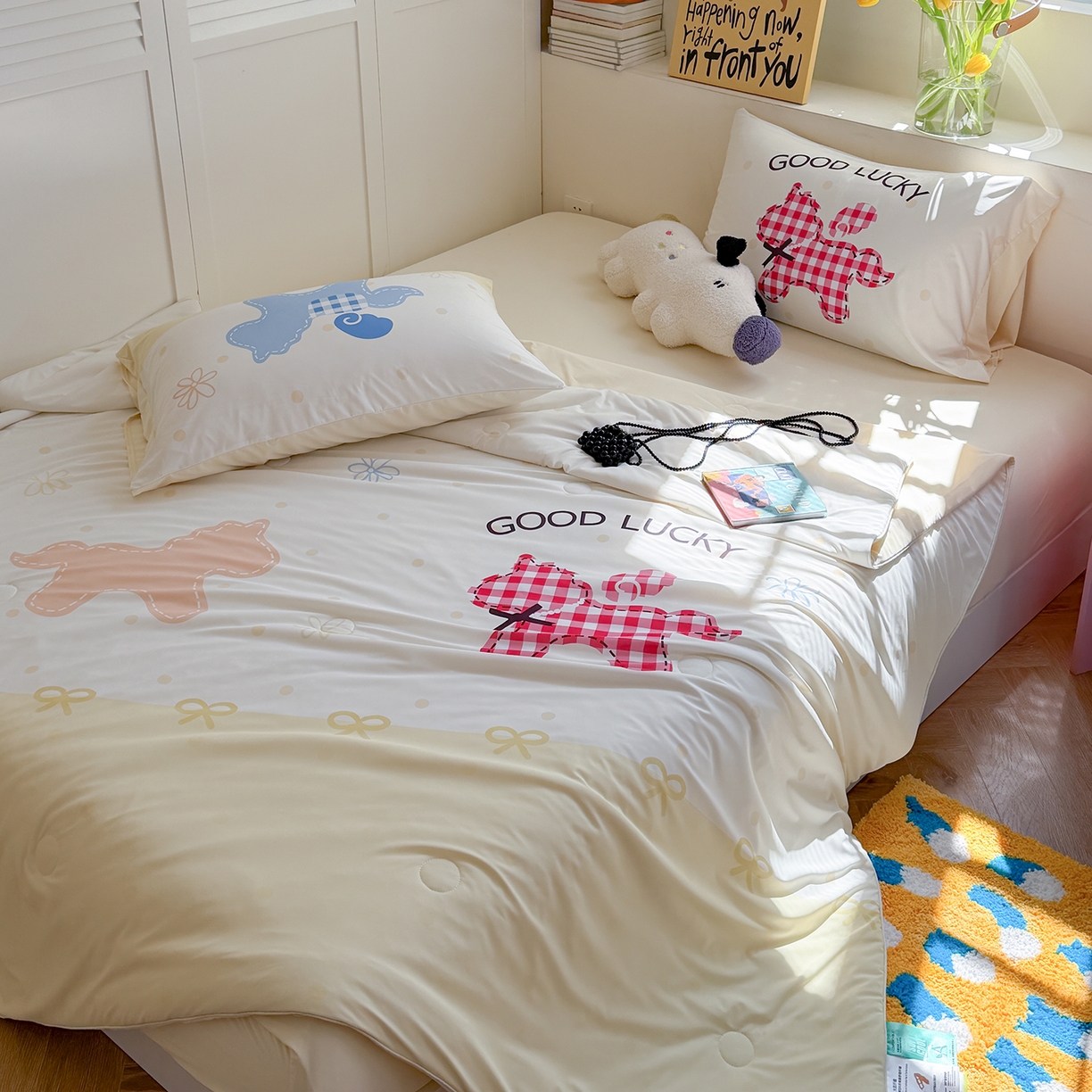 91家纺网 家纺一手货源 找家纺 TT.one 塔塔家居 2026新款A类凉感大版数码印花夏被夏凉被空调被四件套 马上幸运