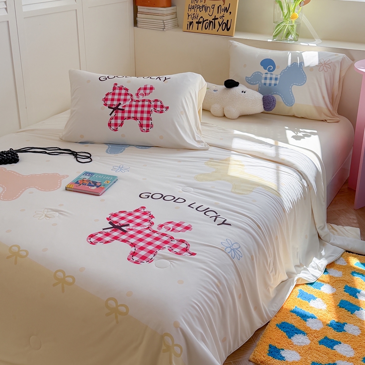 91家纺网 家纺一手货源 找家纺 TT.one 塔塔家居 2026新款A类凉感大版数码印花夏被夏凉被空调被四件套 马上幸运