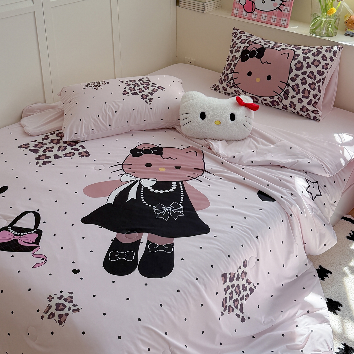 91家纺网 家纺一手货源 找家纺 TT.one 塔塔家居 2026新款A类凉感大版数码印花夏被夏凉被空调被四件套 珍珠猫