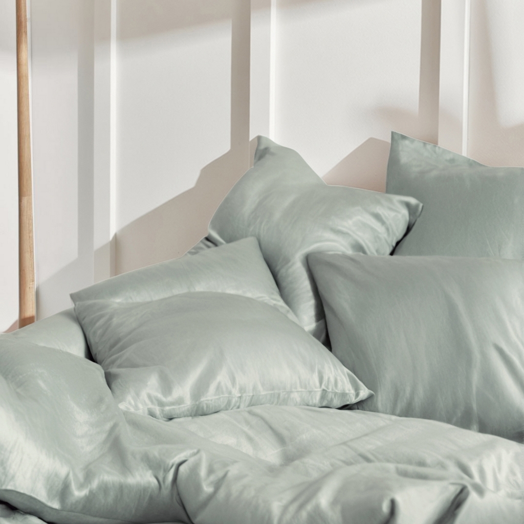 91家纺网 家纺一手货源 找家纺 原研家居 2026春夏新款60支水洗兰精天丝四件套 晴山蓝