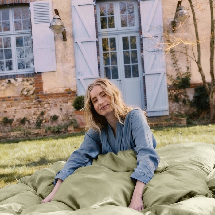 91家纺网 家纺一手货源 找家纺 原研家居 2026春夏新款60支水洗兰精天丝四件套 贝卡绿