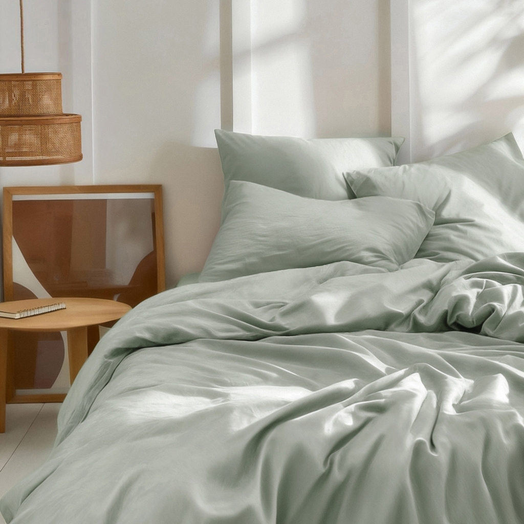 91家纺网 家纺一手货源 找家纺 原研家居 2026春夏新款60支水洗兰精天丝四件套 晴山蓝