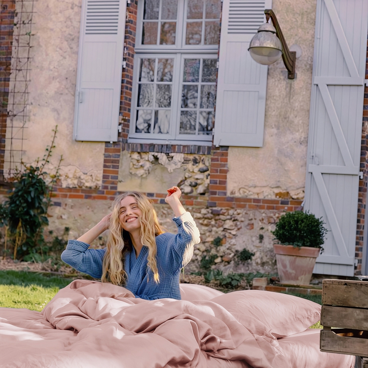 91家纺网 家纺一手货源 找家纺 原研家居 2026春夏新款60支水洗兰精天丝四件套 慵懒粉