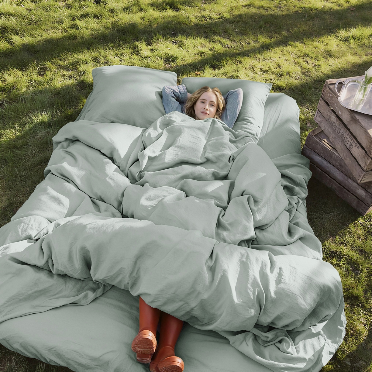 91家纺网 家纺一手货源 找家纺 原研家居 2026春夏新款60支水洗兰精天丝四件套 晴山蓝