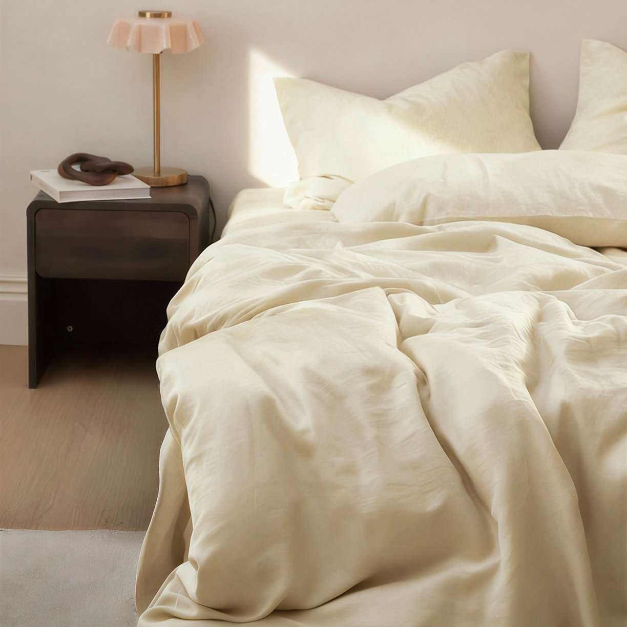 91家纺网 家纺一手货源 找家纺 原研家居 2026春夏新款60支水洗兰精天丝四件套 香槟金