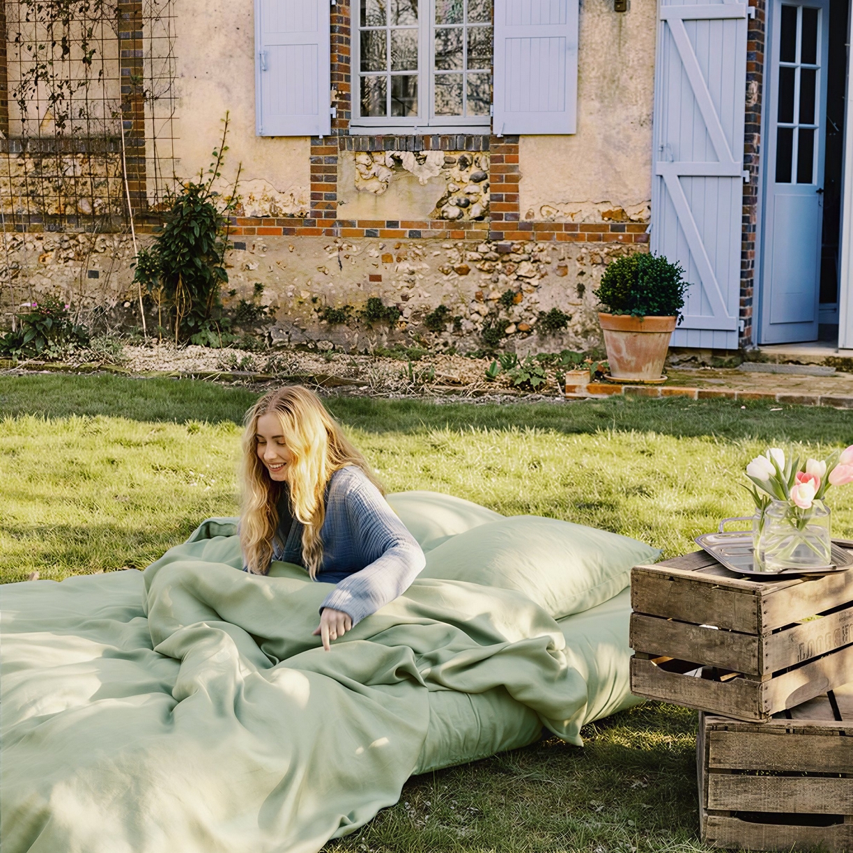 91家纺网 家纺一手货源 找家纺 原研家居 2026春夏新款60支水洗兰精天丝四件套 贝卡绿