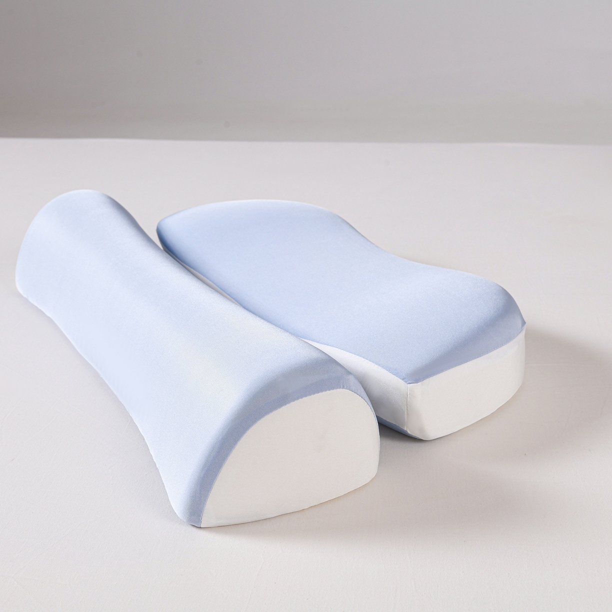 91家纺网 家纺一手货源 找家纺 优芯选 2026新款零压助眠深睡牵引枕二合一组合款记忆棉枕枕头枕芯 蓝色 半圆20*45*7圆柱15*50*11/对