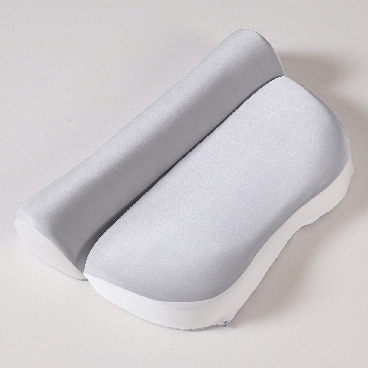 优芯选 2026新款零压助眠深睡牵引枕二合一组合款记忆棉枕枕头枕芯 灰色 半圆20*45*7圆柱15*50*11/只