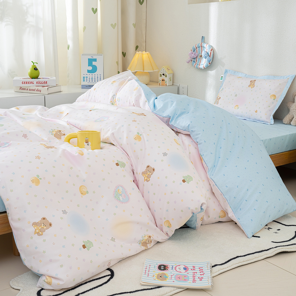 91家纺网 家纺一手货源 找家纺 良佐生活 2026新款A类60S全棉贡缎长绒棉学生三件套 3繁星满天