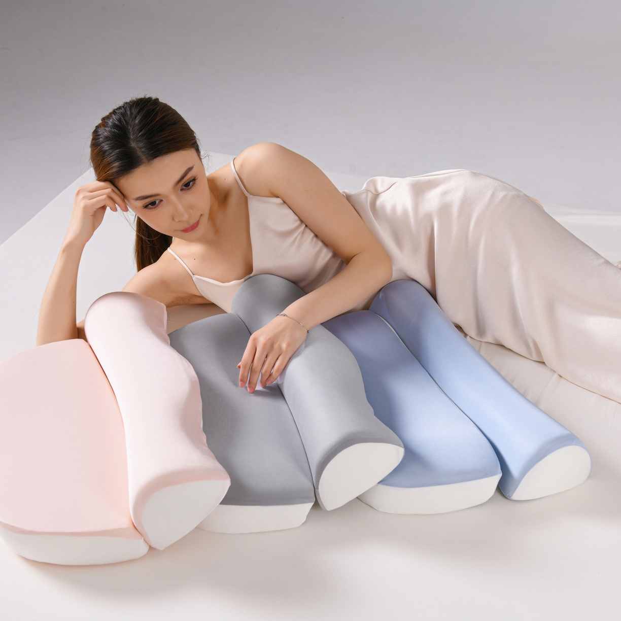 91家纺网 家纺一手货源 找家纺 优芯选 2026新款零压助眠深睡牵引枕二合一组合款记忆棉枕枕头枕芯 组合图 半圆20*45*7圆柱15*50*11/对