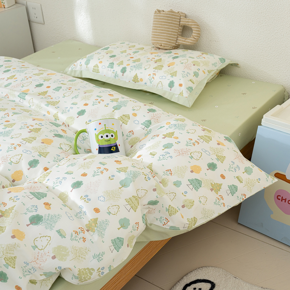 91家纺网 家纺一手货源 找家纺 良佐生活 2026新款A类60S全棉贡缎长绒棉学生三件套 6许愿森林