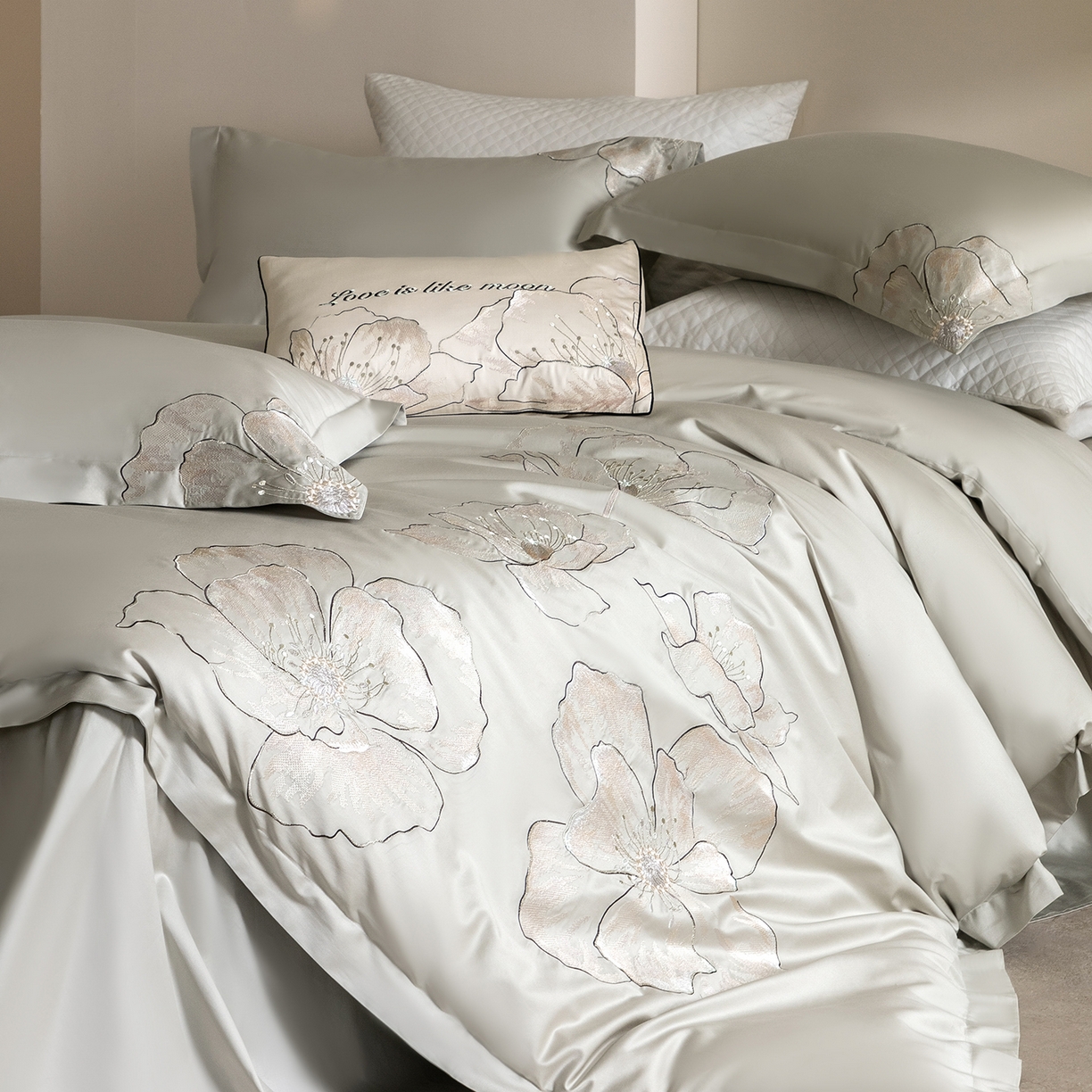 91家纺网 家纺一手货源 找家纺 优悦生活馆 2026新款工艺款全棉新疆长绒棉刺绣四件套-朝露晨风 朝露晨风-绿